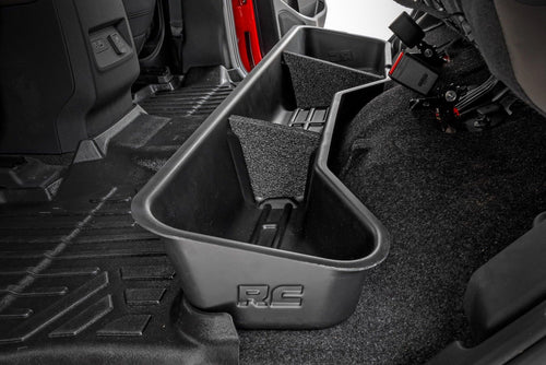 Under Seat Storage Rough Country for Nissan Frontier Crew Cab (2005-2025) - Custom-Fit Rear Underseat Tray Organizer, Secure Hidden Storage Box for Tools & Gear