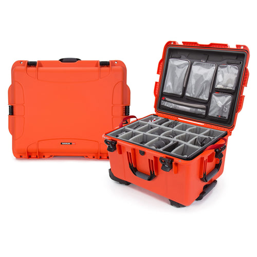 NANUK 960 Wheeled Series Lightweight NK-7 Resin Waterproof Hard Case with Padded Dividers and Lid Organizer, Orange