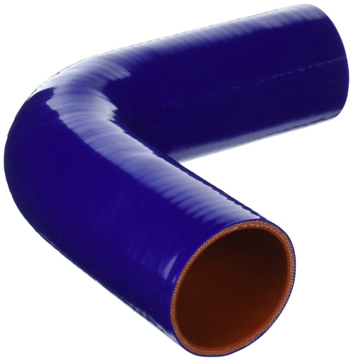 HPS Silicone High Temperature 90 degree HTSEC90-250-BLUE 4-ply Reinforced Coupler Hose, 55 PSI Maximum Pressure, 4" Leg Length on each side, 2-1/2" ID, Blue