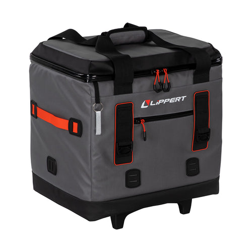 Lippert 40-Can Adventure Pro Soft Insulated Wheeled Cooler Bag, Up to 30 lbs. of Ice, 37 Quarts of Water, 14" x 17" x 19" Wide Mouth Opening, Adjustable Handle - 2021099917
