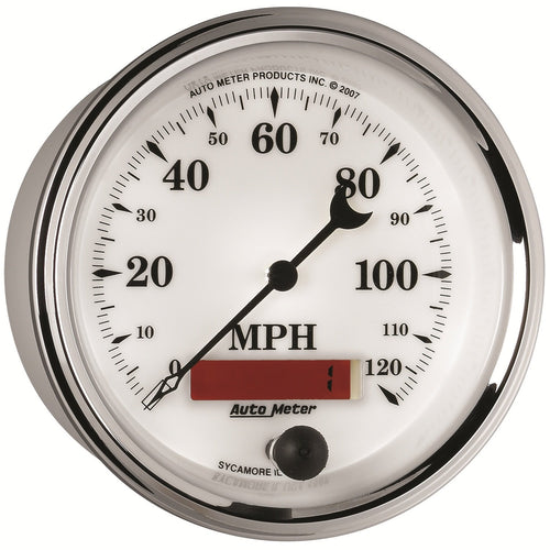 Auto Meter 1287 3-3/8" Old Tyme White II 120 mph Electric Programmable Speedometer Gauge