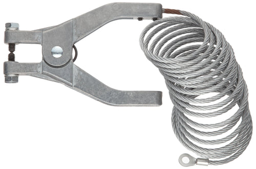 Justrite Antistatic Ground Wire 3', Flexible Grounding Cable with C Clamp & Hand Clamp Ends, Made in The USA, 08498