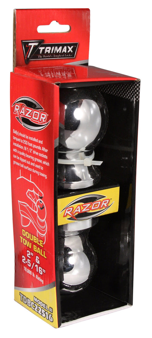 Trimax TDBAL22516 Double Tow Ball 2” & 2-5/16” – Chrome for RP & XTR Aluminum Hitches