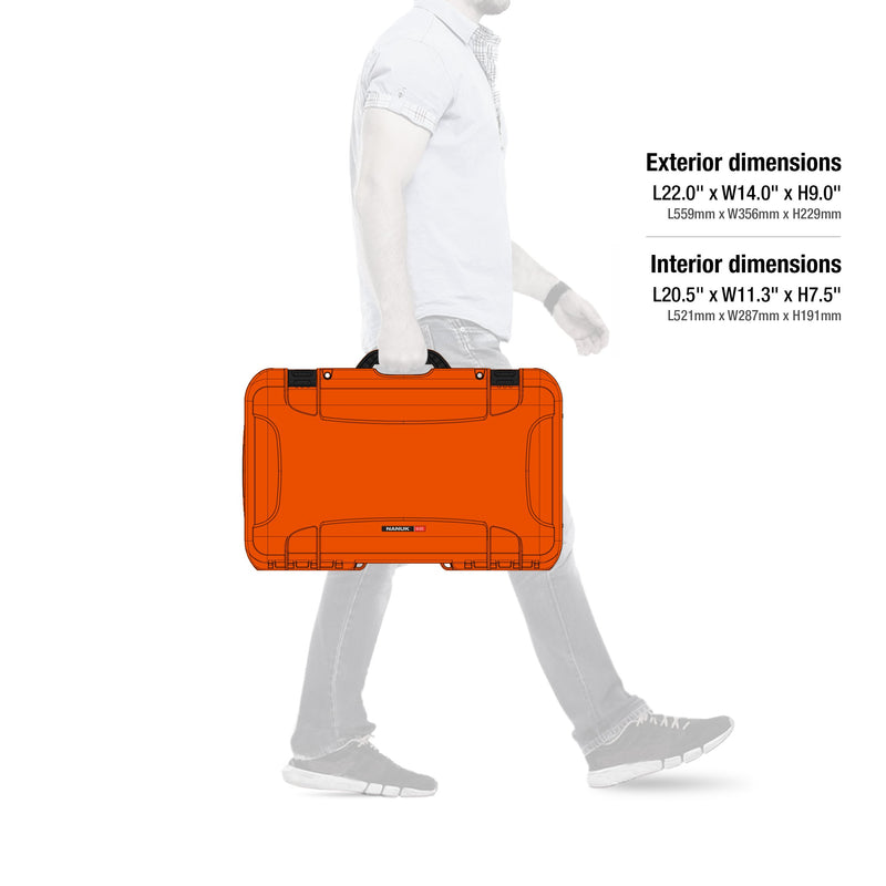Waterproof NANUK 938 Hard Case with Wheels and Padded Divider - Orange