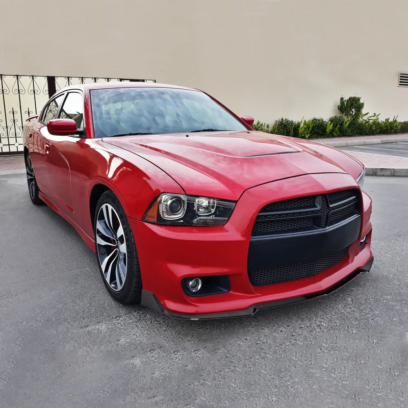Glossy Black Spec-D Tuning Front Bumper Lip Spoiler Splitter 3PC Compatible with 2011-2014 Dodge Charger SRT8