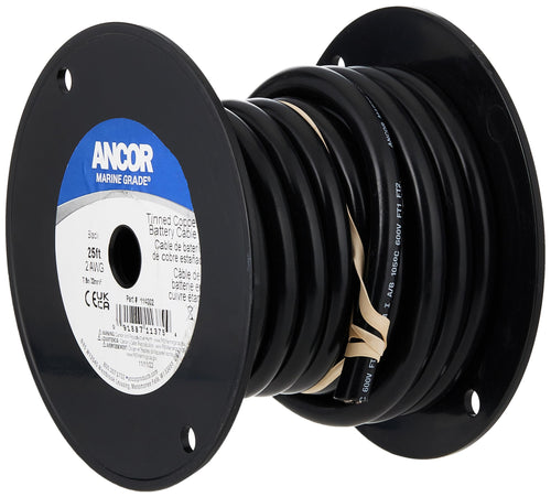 114025 Ancor Tinned Copper Battery Cable, 2 AWG (32mm2), Black - 250ft