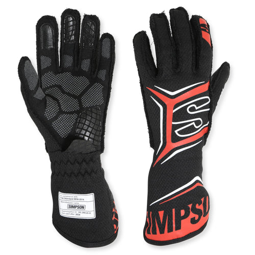 MGMR Simpson Racing Magnata Gloves Black/Red Medium - Pair