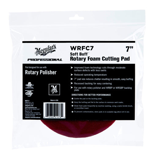 7" Meguiar's Soft Buff Rotary Foam Cutting Pad WRFC7 - Professional Paint Correction for Removing Heavy Defects - Heavy Cut Pad for Use with a Rotary Buffer, 1 Count