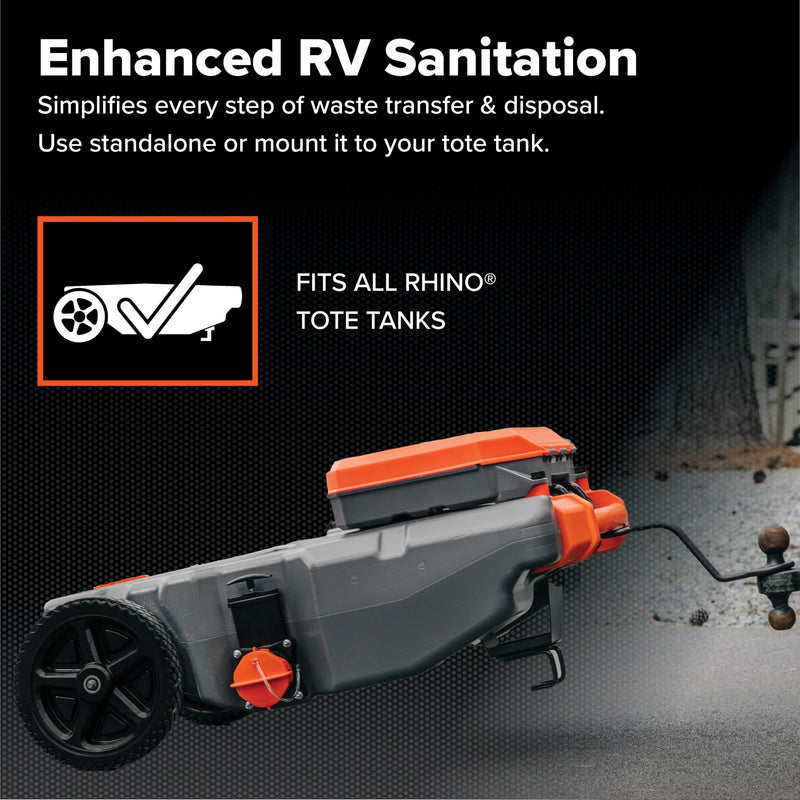 Camco Tough-Pack Rhino Tote Tank – Essential RV Accessory for Efficient Waste Management – Compact 7-Piece Kit Includes Sewer Hose & RV Storage Case (39023)