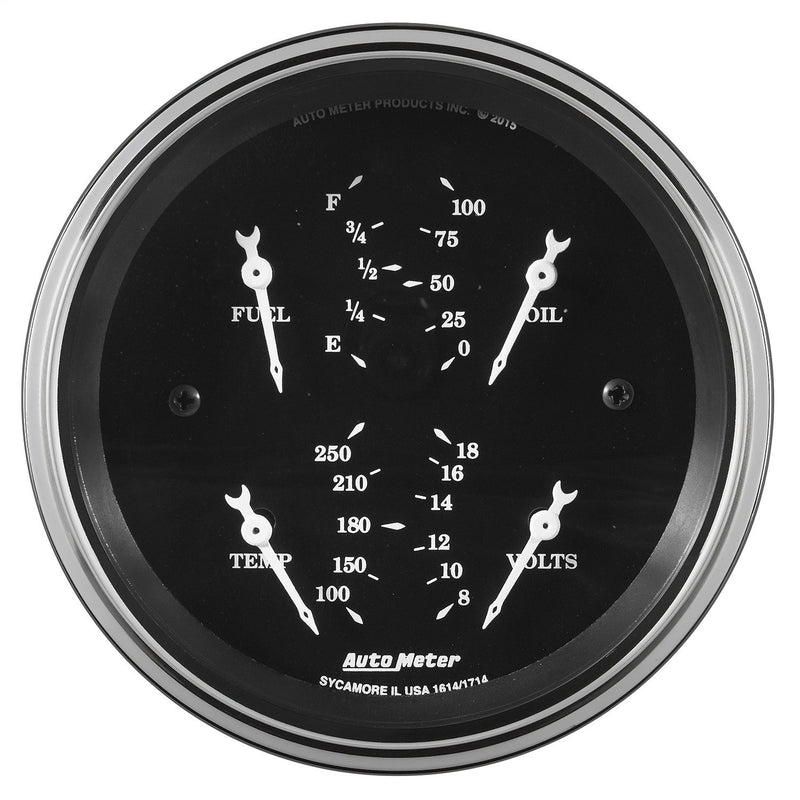 AutoMeter Gauge Quad 1713 (Old TYME Black 3 3/8", 240Ωe-33Ωf Elec, Old TYME Blk)