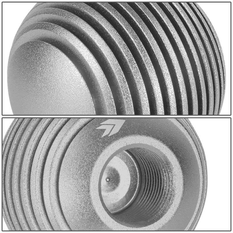 NRG Innovations Universal Aluminum SK-703SL Shift Knob with Thread Adapters, Heat Sink Style Round Ball Shape, Silver