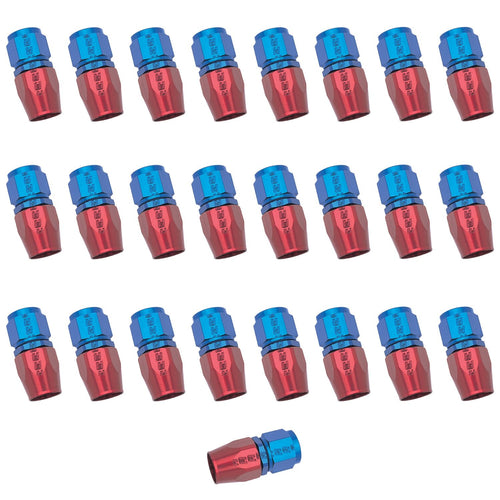 610048 Russell Full Flow Hose End, 25 Piece, 10AN, Red/Blue, Straight