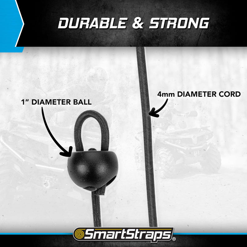 Adjustable SmartStraps Toggle Ball Bungee Cord, Adjust Tension And Length From 2-12” – Great To Keep In Your Car, Boat And Workshop (pack of 8)