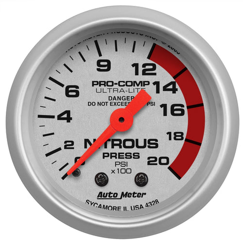 Auto Meter Ultra-Lite 4328 Mechanical Nitrous Pressure Gauge