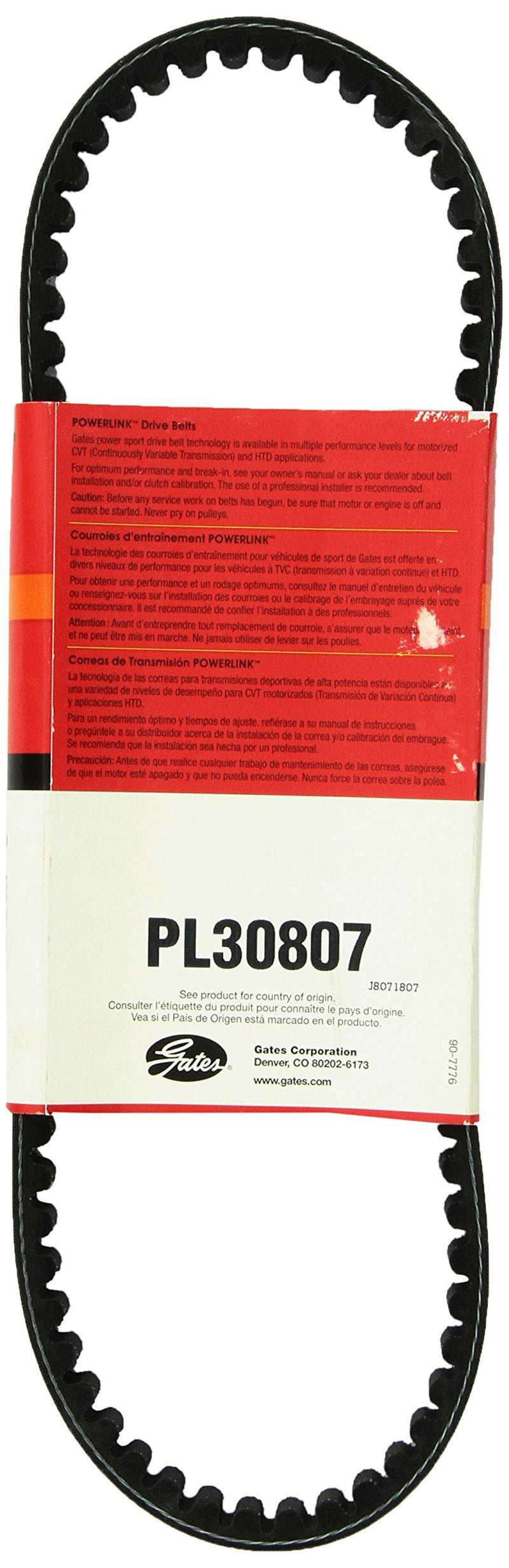 Gates Premium PowerLink Continuously Variable Transmission (CVT) Scooter Belt PL30807
