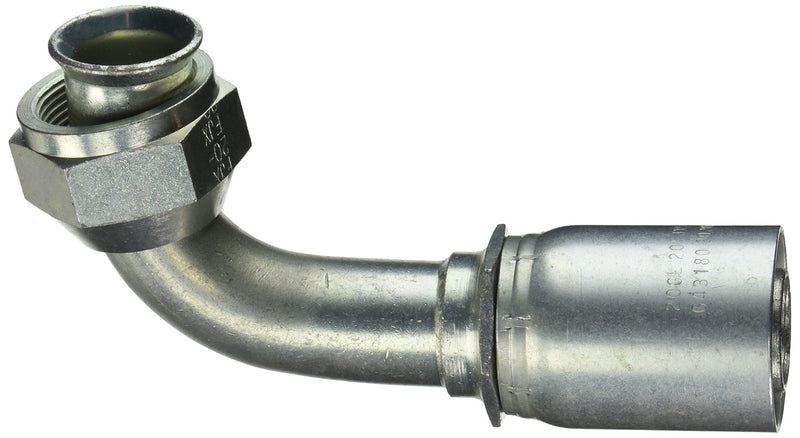 Gates GL Couplings 20GL-20FJX90M, Female JIC 37 Flare Swivel, 90 Bent Tube, 1 1/4" ID