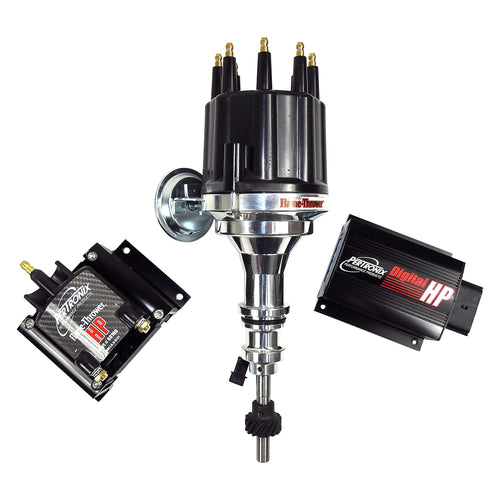 HP05 Pertronix Bundle Digital HP Ignition Box (Ford 351W Mag Trigger Billet Distributor Black Male Cap, HP E-core 45,000 Volt .02 Ohms Coil), 1 Pack