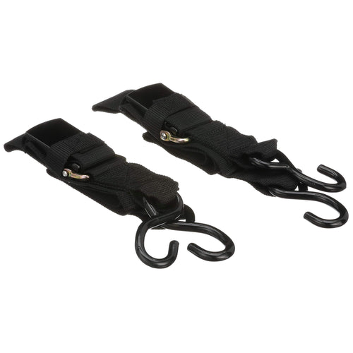 Quick-Release Attwood 15232-7 Transom Tie-Down Straps, Trailering, Padded Adjustable Buckle, S-Hooks, 2 Inches Wide, 4 Feet Long