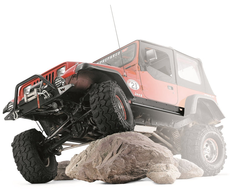63003 WARN Steel Plate Rock Sliders Panel Guard for Jeep Wrangler (1987-1995)