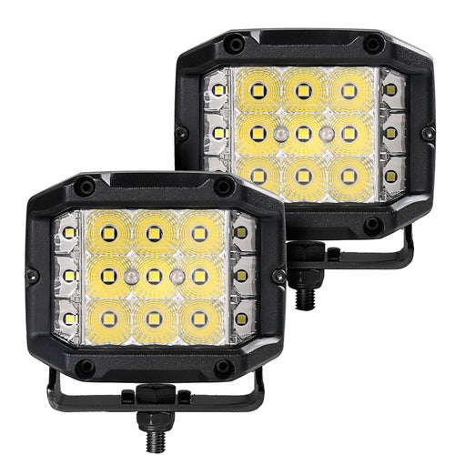 Xplor Lighting: Bright Series Go Rhino 4x3 Sideline LED Cube Flood Light Kit (Pair) | Surface Mount (Threaded Stud Mount) Aluminum, Black | 732360T