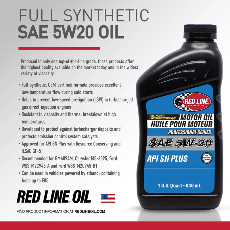 12814 Red Line Professional Series 5W20 Motor Oil - 1 Quart