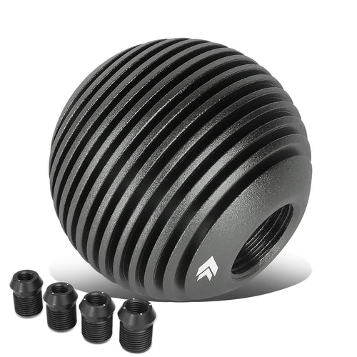 Universal Aluminum Shift Knob NRG Innovations SK-703GM with Thread Adapters, Heat Sink Style Round Ball Shape, Gun Metal