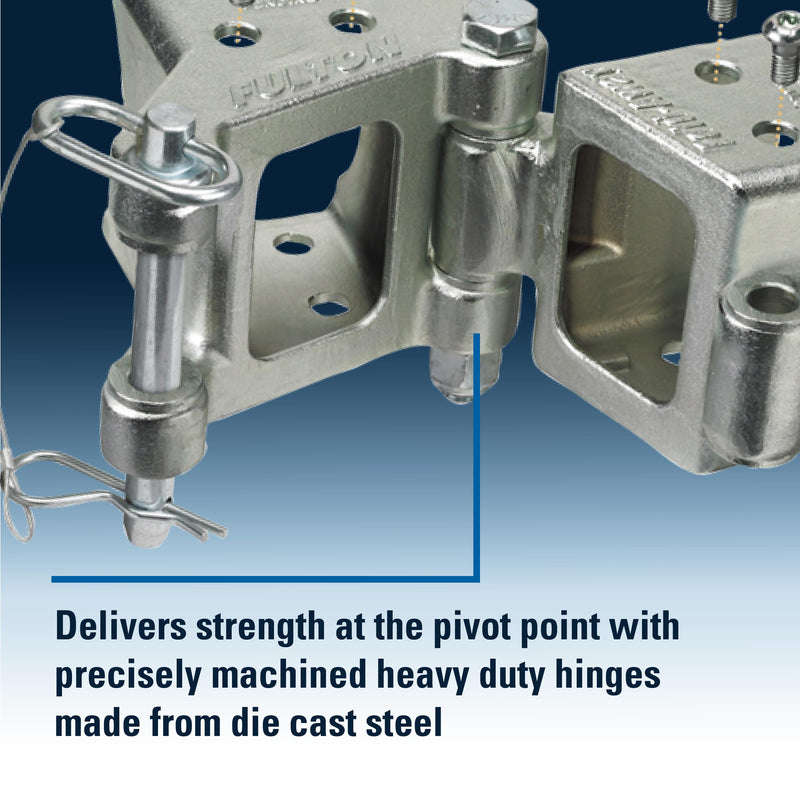 HDPB330101 Fulton Fold-Away Hinge Kit, Bolt On, 5,000 lbs. Capacity, 3 Inch x 3 Inch, Silver, Includes All mounting Hardware