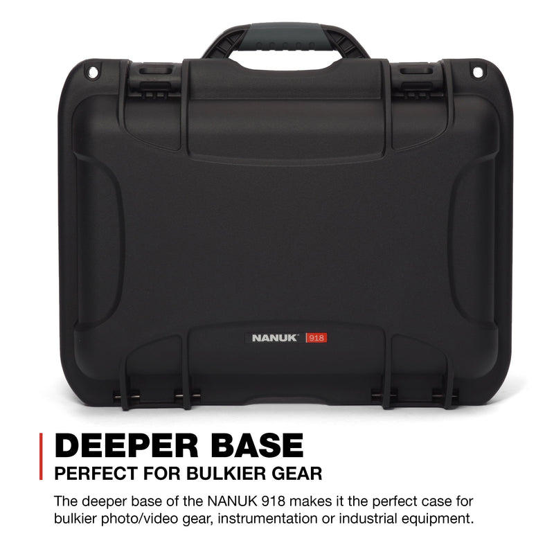 Waterproof Nanuk 918 Hard Case with Lid Organizer and Padded Divider - Black