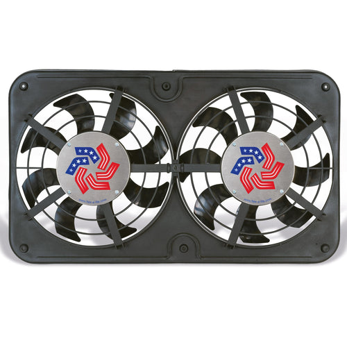 Dual S-Blade Flex-A-Lite Lo-Profile Electric Fan With Adjustable Thermostat Controller, Pusher-Puller / Reversible Fan (412), Car Accessories, 12-1/8 Inches
