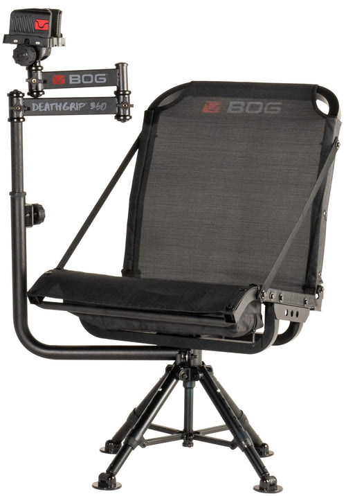 DeathGrip BOG 360 Chair with Lightweight Aluminum Construction, 4 Extendable Legs, Universal Gun Rest, 360 Adjustable Pivoting Seat, and Hands-Free Use During Hunting, Shooting, and Outdoors