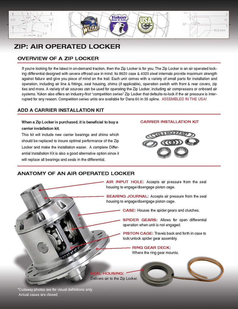 Ultimate Yukon 35 Axle Kit (YA M35W-2-30-ZIP) for C-Clip Axle with Zip Locker