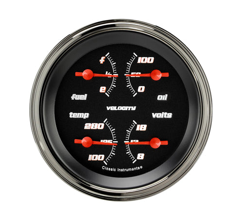 Velocity Classic Instruments Black 3In Quad Gauge VS77BSLF 0-30