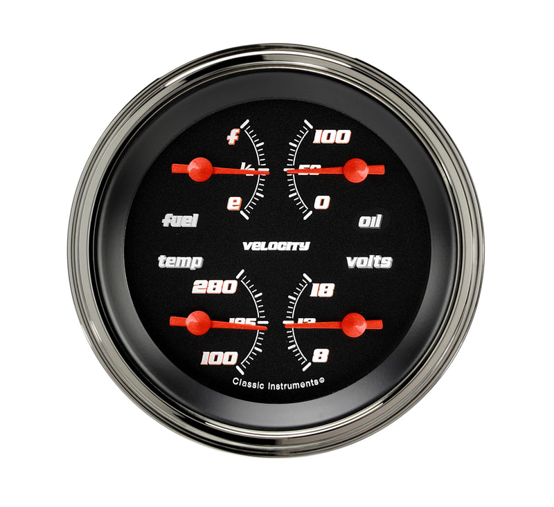 Velocity Classic Instruments Black 3In Quad Gauge VS77BSLF 0-30
