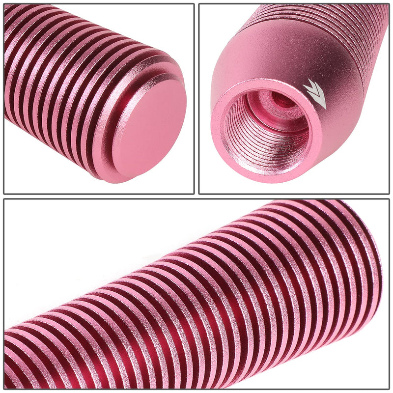 NRG Innovations Universal Aluminum SK-710PK Shift Knob with Thread Adapters, Heatsink Style Long Curvy Cylinder Lever,Pink