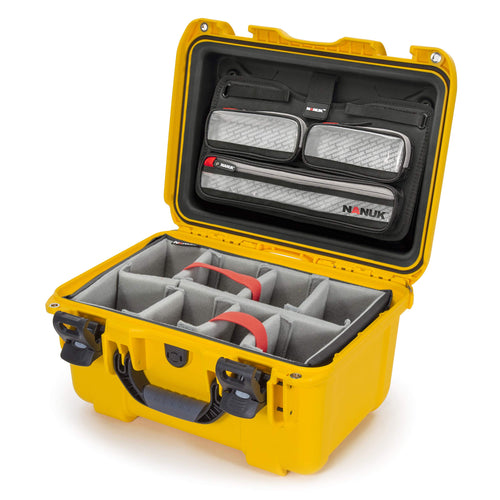 Waterproof Nanuk 918 Hard Case with Lid Organizer and Padded Divider - Yellow