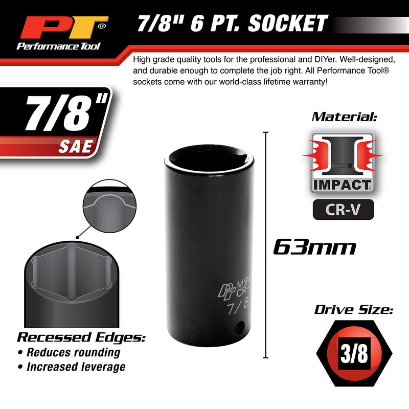 M940 Performance Tool 3/8-Inch 7/8-Inch Deep Wall Impact Socket for Efficient and Precise Bolt Tightening