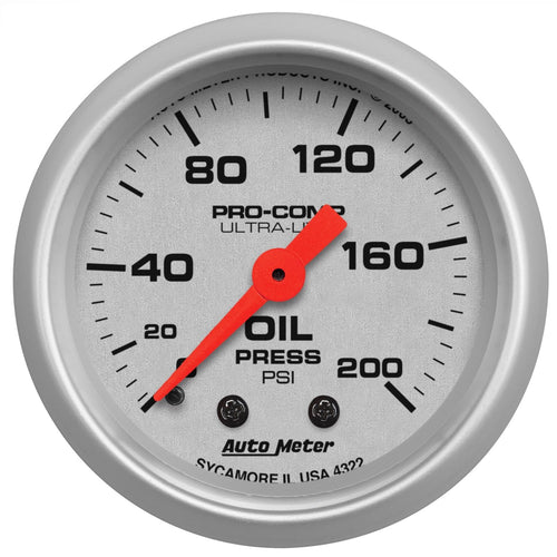 Ultra-Lite Auto Meter 4322 Mechanical Oil Pressure Gauge,2.3125 in.