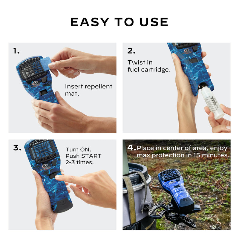 Mosquito Thermacell Portable Repeller Bundle Mossy Oak; Fishing Edition; Includes 12-Hour Refill, Belt Clip & Multipurpose Clamp; 15 Foot Zone of Protection; Mosquito Repellent for Outdoor Adventure