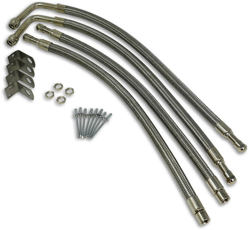 Braided Steel TireMinder Valve Extender Kit for 22 Inch Aluminum Dually Wheels, Hub Mounted, 4 Pack