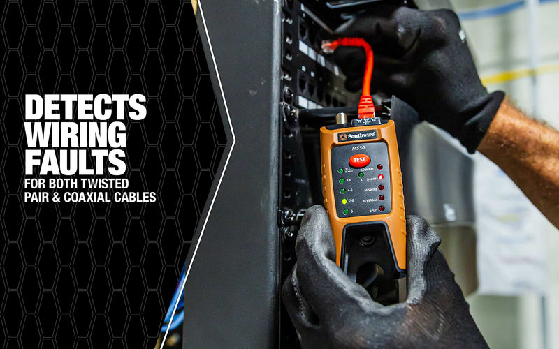 M550 Southwire Continuity Tester for Data & Coax - Detects Opens, Shorts, Miswires, & Split Pairs - Tests Shielded & Unshielded Cables - Rugged Design