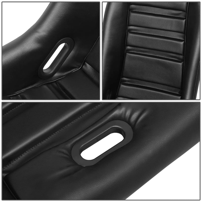 NRG Innovations Fiber Glass NRG-PRI-100BK-MIDNIGHT Fixed Back Bucket Racing Seat w/Side Mount Bracket, Black