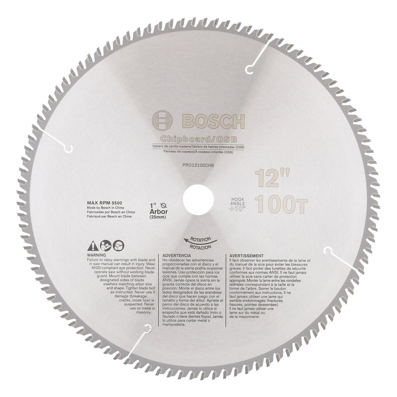 12" Bosch PRO12100CHBB 100T HLTCG CHB Circular Saw Blade