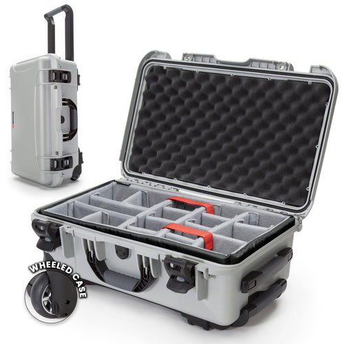 NANUK Hard Case 935 with Padded Divider – Waterproof Equipment Case with Wheels, 22” x 14” x 9” – Dustproof and Impact Resistant, Airline Carry-On Approved – Silver