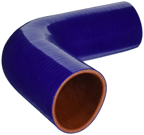 HPS Silicone High Temperature HTSER90-225-250-BLUE 4-ply Reinforced 90 degree Elbow Reducer Coupler Hose, 55 PSI Maximum Pressure, 4" Leg Length on each side, 2-1/4" > 2-1/2" ID, Blue