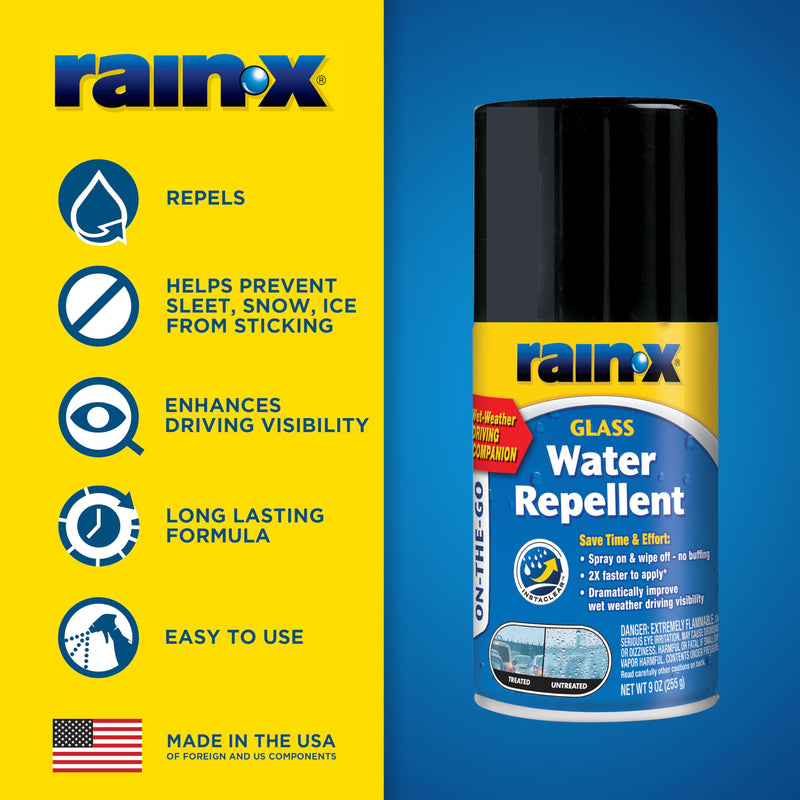 Rain-X On-The-GO 630167 Glass Water-Repellent Aerosol 9 oz.