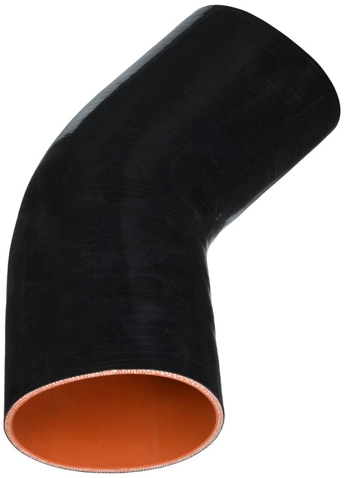 HPS Silicone High Temperature 4-ply Reinforced 45 degree Elbow Coupler Hose HTSEC45-450-BLK, 20 PSI Maximum Pressure, 4" Leg Length on each side, 4-1/2" ID, Black