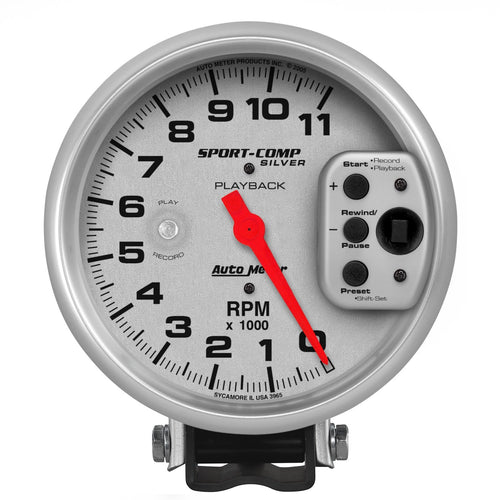 Auto Meter Sport-Comp 3965 Silver Playback Tachometer