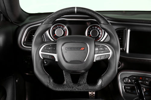 Carbon Fiber Steering Wheel with Leather Grips Drake Muscle Cars CH950-17