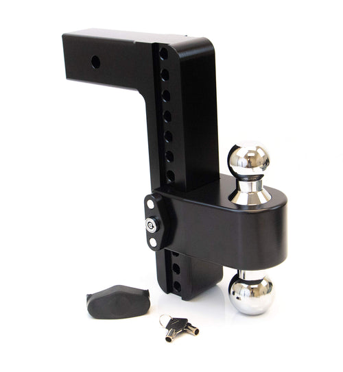 Weigh Safe CTB1025CERBLA, 180 Hitch 10" Drop w/ 2.5" Shank/Shaft, Adjustable Aluminum Trailer Hitch & Ball Mount, Chrome Plated Combo Ball (2" & 2-5/16") & a Double-pin Key Lock CERAKOTE Black