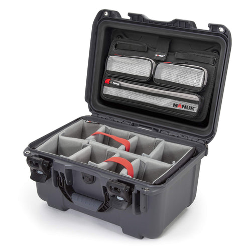 Waterproof Nanuk 918 Hard Case with Lid Organizer and Padded Divider - Graphite
